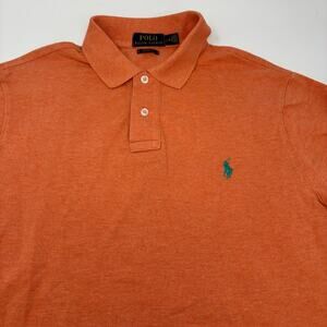 Polo Ralph Lauren Large Solid Orange Custom Fit Short Sleeve Cotton Shirt